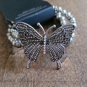 Paparazzi Silver Butterfly Brooch with Intricate Filigree Design